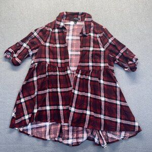 Torrid Size 00 Red Plaid Kimono - Stretch Challis,Womens,Preppy